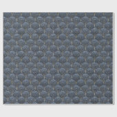 Blue and Gold Art Deco Cobweb Luxus Geschenkpapier (Flach)