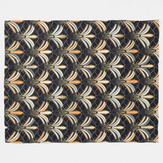 Blue and Gold Art Deco Fleecedecke (Vorderseite (Horizontal))