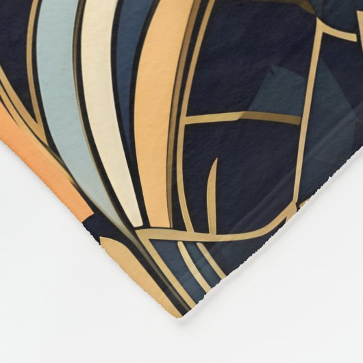 Blue and Gold Art Deco Fleecedecke (Ecke)