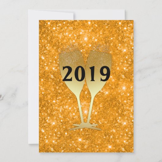 Blue and Gold Art Deco New Year's Eve Einladung (Rückseite)