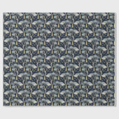 Blue and Gold Art Deco Pine Trees Geschenkpapier (Flach)