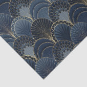 Blue and Gold Art Deco Scallop Luxus Decoupage Seidenpapier (Ausschnitt)