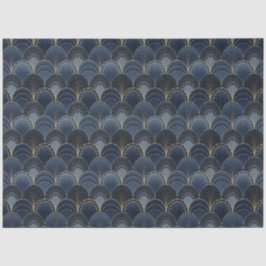 Blue and Gold Art Deco Scallop Luxus Decoupage Seidenpapier