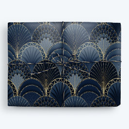 Blue and Gold Art Deco Scallop Luxus Geschenkpapier