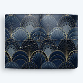 Blue and Gold Art Deco Scallop Luxus Geschenkpapier