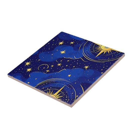Blue and Gold Astrologie Stars und Sky Fliese (Seite)