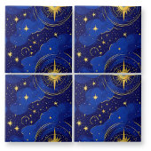 Blue and Gold Astrologie Stars und Sky Fliese