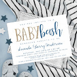 Blue and Gold Baby Bash, Couples Baby Dusche Einladung<br><div class="desc">Dieses Blue and Gold Baby Bash,  die Einladung von Couples Baby Shower,  ist perfekt für eine Dusche mit Co-Betten für moderne Eltern.</div>