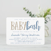 Blue and Gold Baby Bash, Couples Baby Dusche Einladung (Stehend Vorderseite)