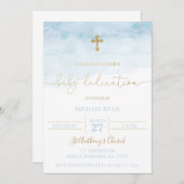 Blue and Gold Baby Dedication Einladung Baby Boy (Vorne/Hinten)