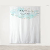 Blue and Gold Baby Dusche Hintergrund Foto Prop Wandteppich (Vorderseite)