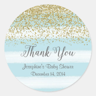 Blue and Gold Baby Shower Stickers