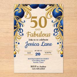 Blue and Gold Balloon Arch Birthday Party Acryleinladungen