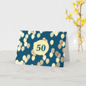 Blue and Gold Balloons 50. Geburtstag Karte (Gelbe Blume)