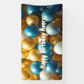 Blue and Gold Balloons | Personalisierter Geburtst Banner (Vertikal)