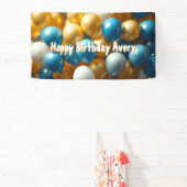 Blue and Gold Balloons | Personalisierter Geburtst Banner (InSitu)