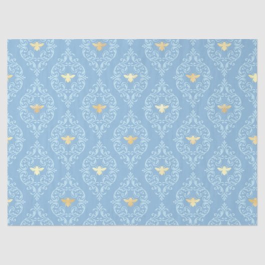 Blue and Gold Bees Series Design #1 Seidenpapier (Vorderseite)