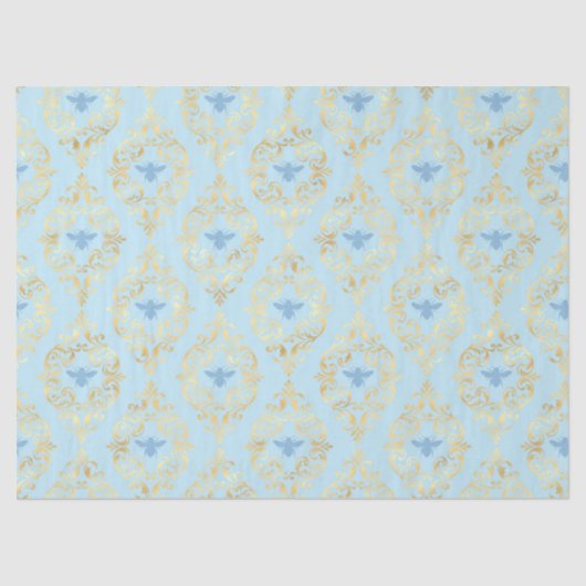 Blue and Gold Bees Series Design #5 Seidenpapier (Vorderseite)