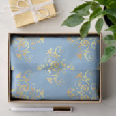 Blue and Gold Bees Series Design #7 Seidenpapier (Geschenk)
