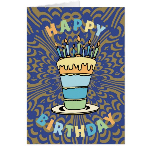 Blue and Gold Birthday Card (Vorne)