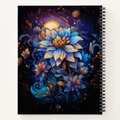 Blue and Gold Blume mit Name Notebook Notizblock (Rückseite)