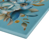 Blue and Gold Blume Shabbat Challah Board Schneidebrett (Ecke)