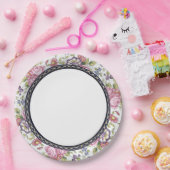 Blue and Gold Border Pink Blumengarten Tee Party Pappteller (Party)