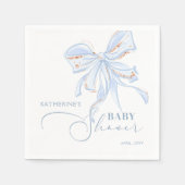Blue and Gold Bow Chic Boy Baby Dusche Serviette (Vorderseite)
