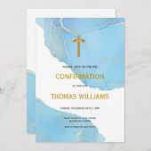 Blue-and-Gold-Boy-Bestätigung Einladung (Vorne/Hinten)