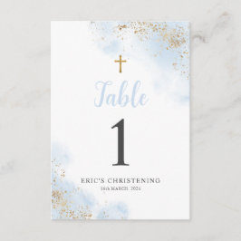 Blue and Gold Boy Christening Taufe Tischnummer