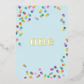 Blue and Gold Boy Fist Birthday Confetti Folieneinladung (Vorderseite)