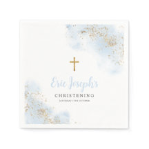 Blue and Gold Boys Christening Taufe Napkins