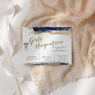 Blue and Gold Brautparty an der Küste Folieneinladung