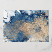 Blue and Gold Brautparty an der Küste Folieneinladung (Rückseite)