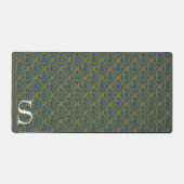 Blue and Gold Brocade Mit Monogramm Schreibtischunterlage (Vorderseite)