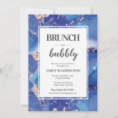 Blue and Gold Brunch & Bubbly Einladung (Vorderseite)