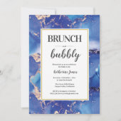 Blue and Gold Brunch & Bubbly Einladung (Vorderseite)