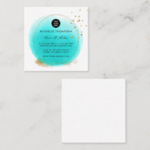 Blue and Gold Brushstrokes Square Business Card