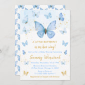 Blue and Gold Butterfly Baby Dusche Einladung (Vorne/Hinten)