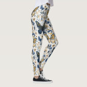 Blue and Gold Butterfly Floral Women’s Leggings (Rechts)