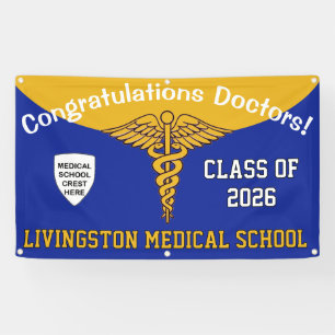 Blue and Gold Caduceus Medical School Abschluss Banner