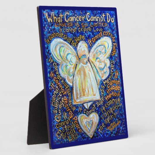 Blue and Gold Cancer Angel Painting Gedicht Plaque Fotoplatte (Seite)