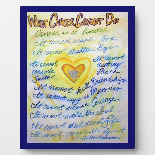 Blue and Gold Cancer Angel Painting Gedicht Plaque Fotoplatte (Vorderseite)