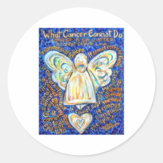 Blue and Gold Cancer Angel Round Aufkleber (Vorderseite)