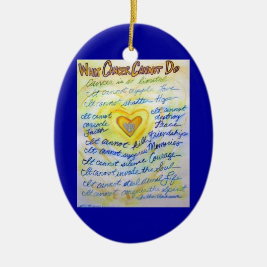 Blue and Gold Cancer Heart Ornament Customized (Vorne)