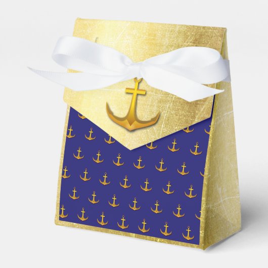 Blue and Gold Candy Fevor Box Nautic Anchors Geschenkschachtel (Vorderseite)