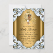 Blue and Gold Carriage Ethnic Prince Baby Dusche Einladung (Rückseite)