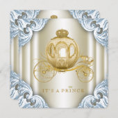 Blue and Gold Carriage Prince Baby Dusche Einladung (Vorne/Hinten)