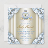 Blue and Gold Carriage Prince Ethnic Baby Dusche Einladung (Rückseite)