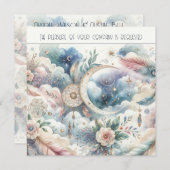 Blue and Gold Celestial Moon Dream Catcher Wedding Einladung (Vorne/Hinten)